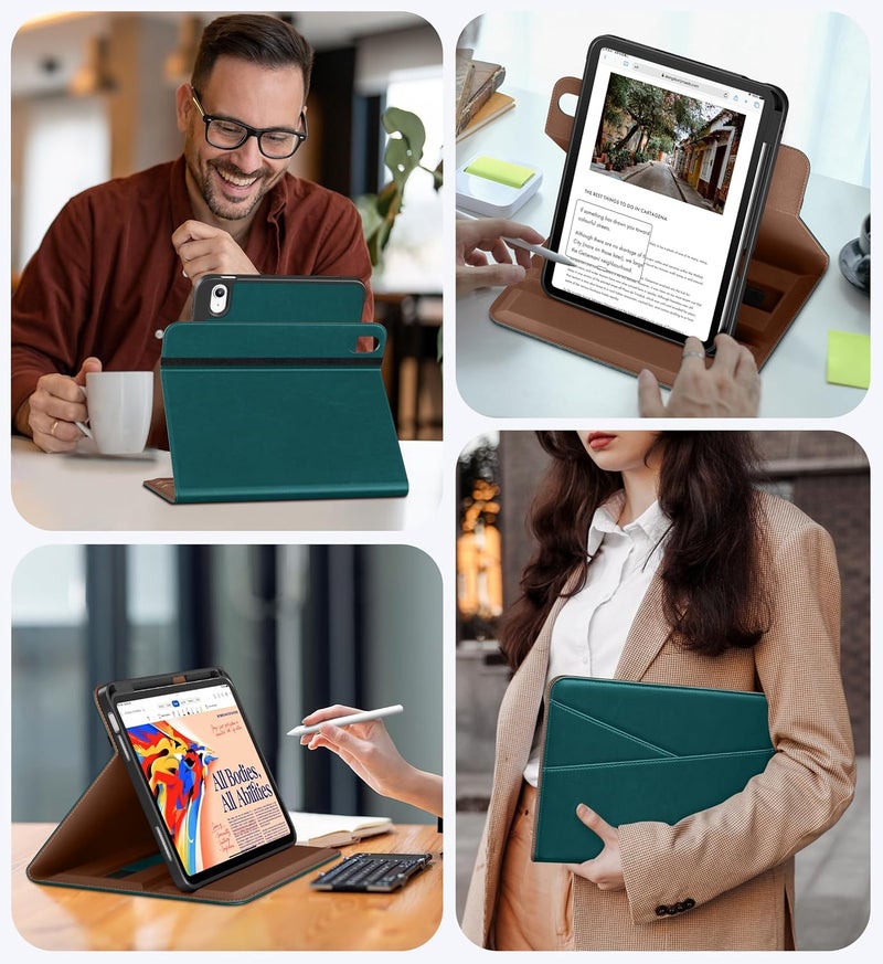 DTTO for iPad A16 Case, iPad 11th / 10th Generation Case (2025/2022), 360 Degree Rotating Premium Leather Folio Stand Cover with Pencil Holder, Green - Image 5